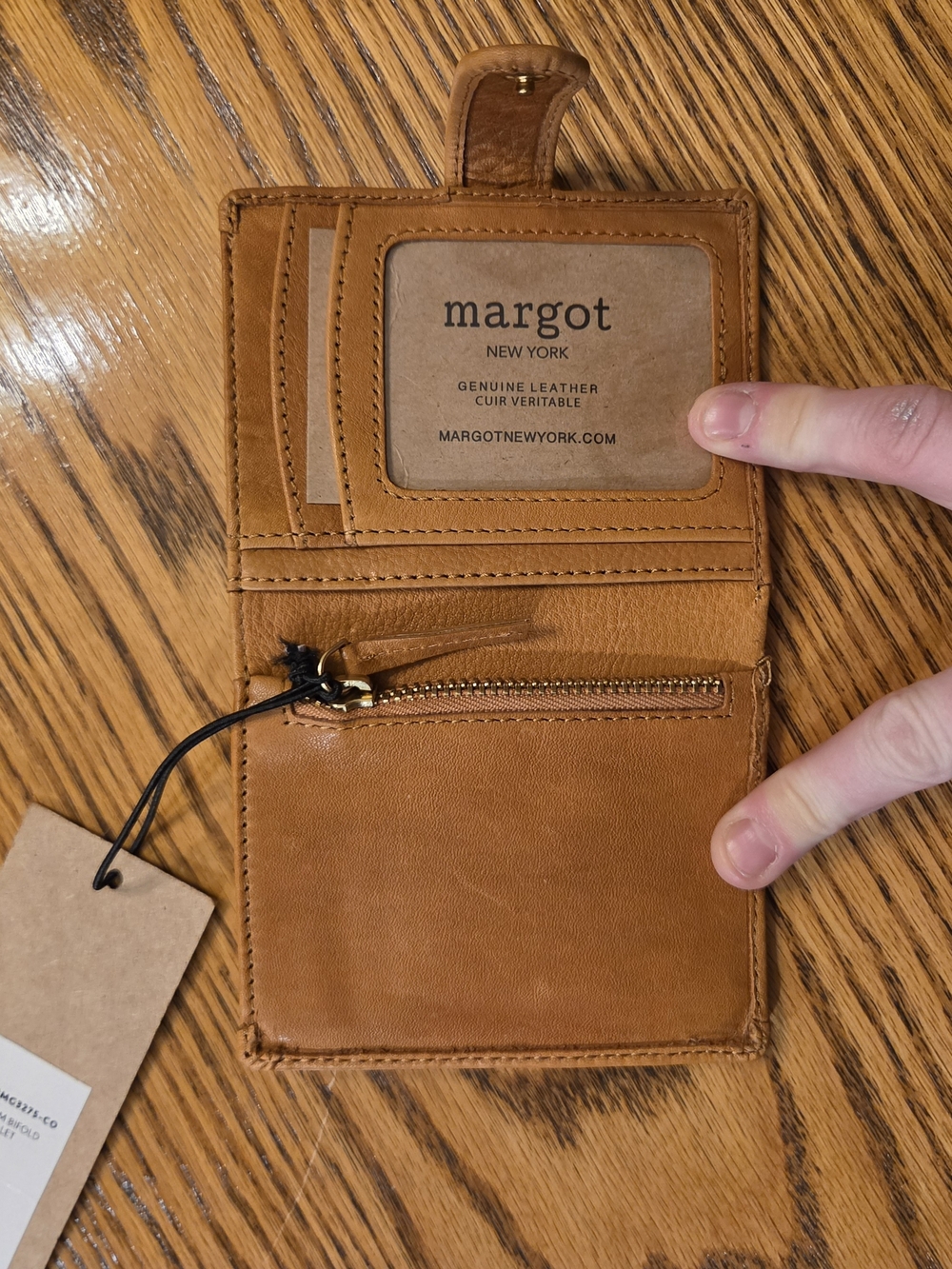 margot Cognac Leather Snap Card Wallet - Picture 3 of 3